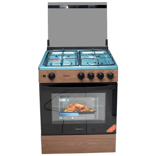 Midea 4 Burner 60 x 60cm Gas Cooker With Auto Ignition And Wooden Finish (24TMG4G081-WD)